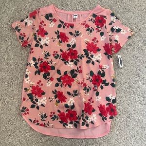 Brand New Old Navy Pink Floral T-shirt Blouse Size XS